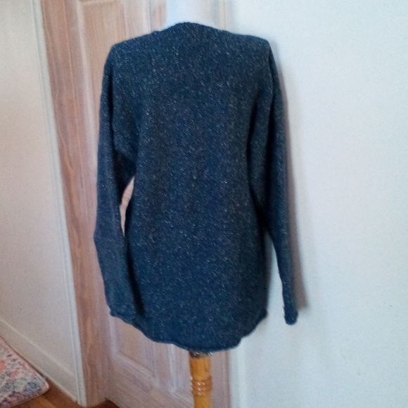 VGUC - BURBERRYS Ladies' Navy Fleck Wool/Silk V-Neck Sweater Size M/L - Picture 9 of 11